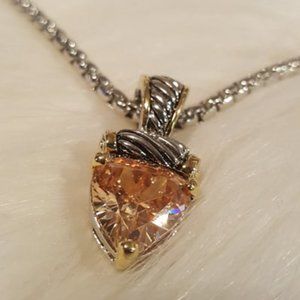 Champagne Colored CZ Pendant Necklace